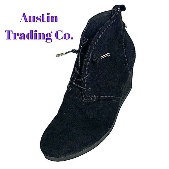 Austin Trading Company Womens Black Textile Suede Ankle Booties Size 8.5 Medium - Picture 1 of 8
